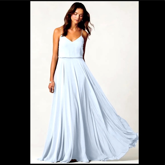 Jenny Yoo - Floor Length formal chiffon dress, prom, gown - Size 14 - light blue - Picture 3 of 16